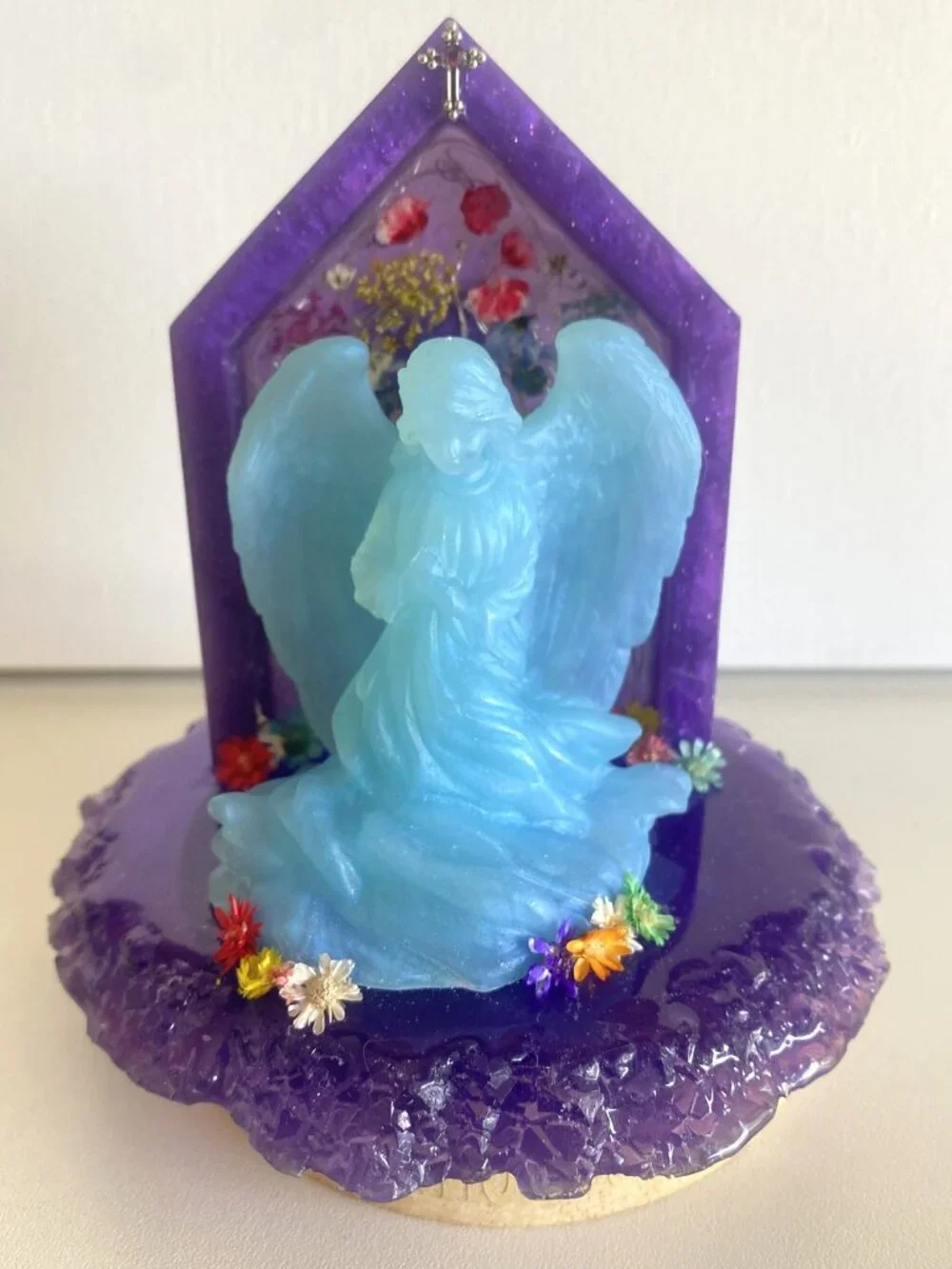 Blue Angel Dual LED Resin Night Light Christian Decor Guardian Angel Gift